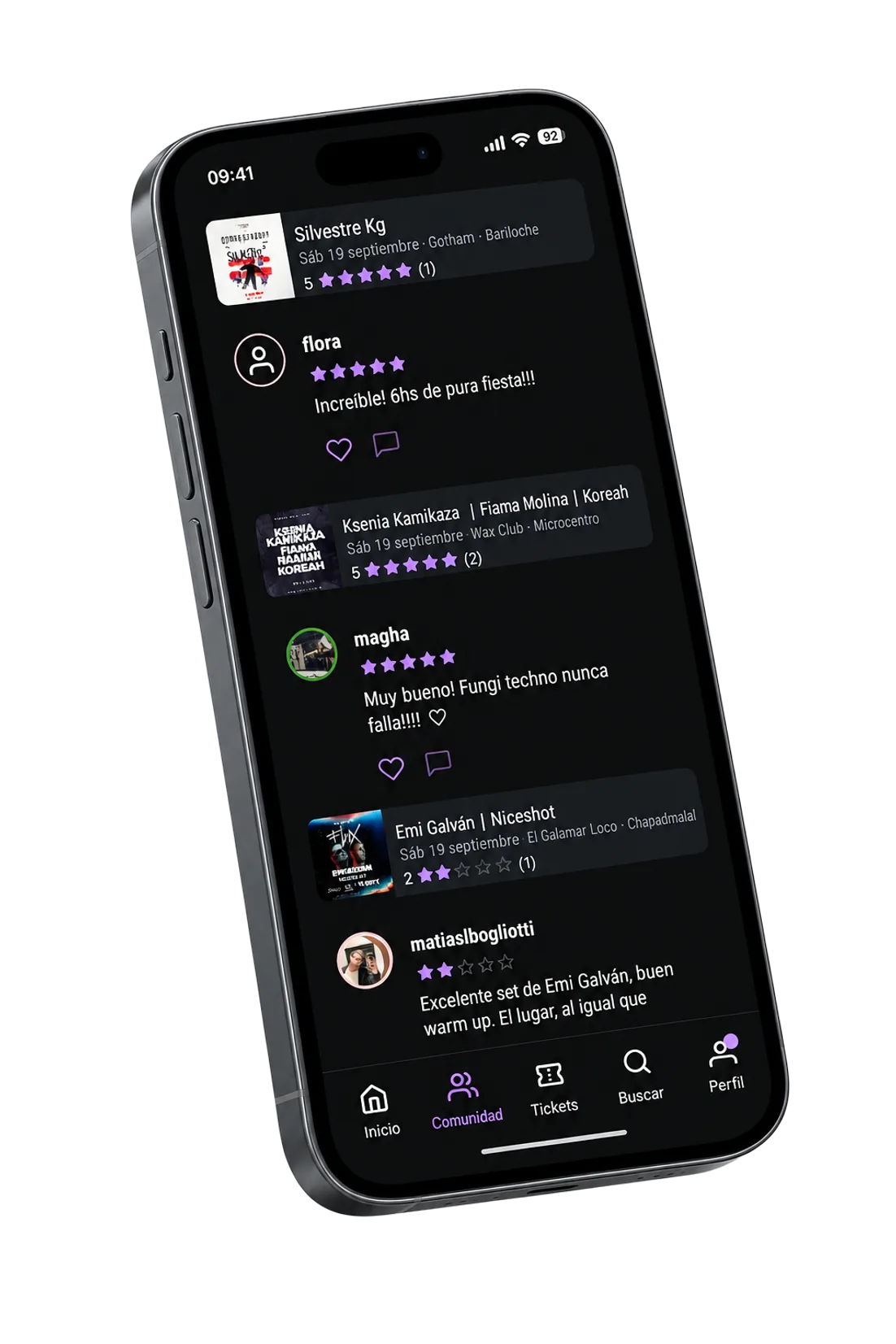 App de Jodify mostrando reseñas de la comunidad